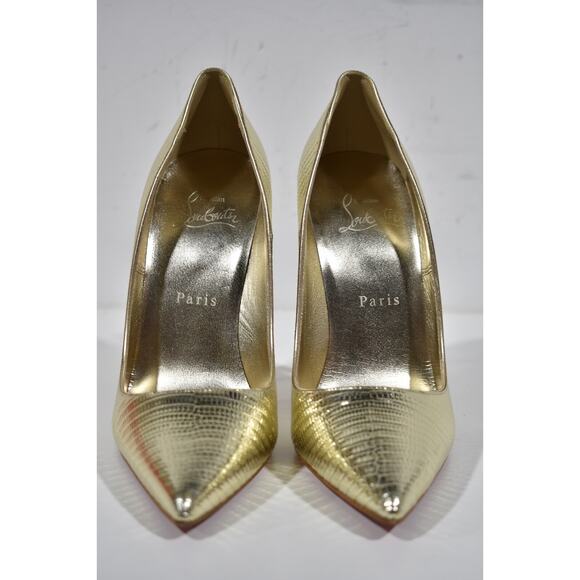 Christian Louboutin So Kate 120 Gold Lizard Lizzy Pointy Stiletto Heel Pump 37.5 - Picture 5 of 12